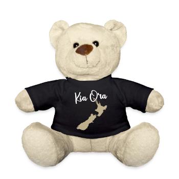 Kia Ora - New Zealand Map - Teddy Bear - black - Front