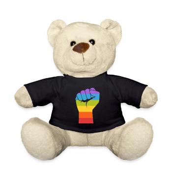 Gay Pride LGBT Schwulen Faust Hand Homosexuell - Teddy - Schwarz - Vorne