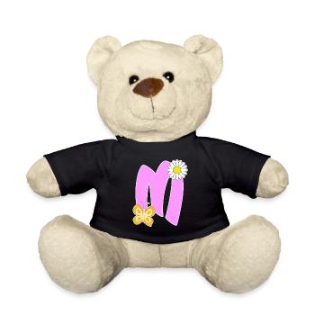 Buchstabe M mit Schmetterling - Teddy - Schwarz - Vorne