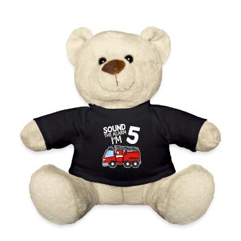 5. Anniversaire d’enfant - 5 ans - pompiers - Nounours - noir - Devant