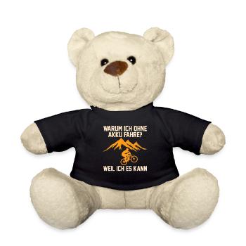 Mountainbike Fahrrad Spruch ohne Akku Anti E-Bike - Teddy - Schwarz - Vorne