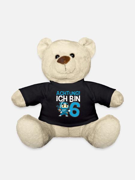 Achtung ich bin 6 - Teddy - Schwarz