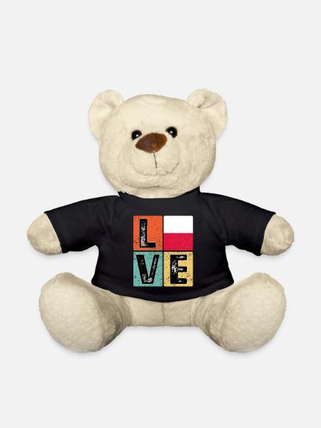 I Love Poland flag for Polish pride - Teddy Bear - black