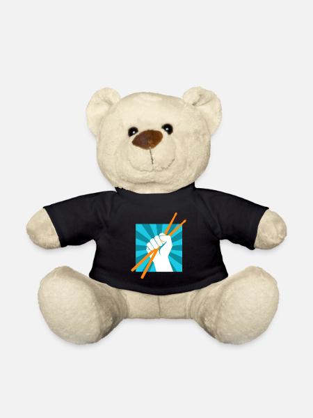 Drummer Drumsticks Schlagzeuger Musiker Rocker - Teddy - Schwarz