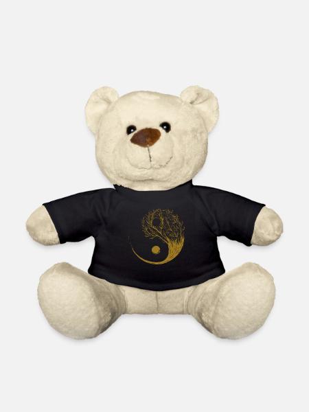 Cottagecore Aesthetic Ying Yang Tai Chi Goblincore - Teddy Bear - black