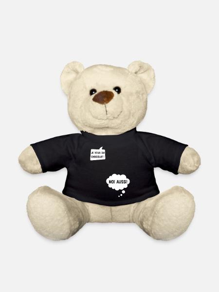 Je Veux Du Chocolat Moi Aussi Cadeau Humour - Nounours - noir