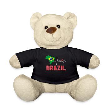 Brazil Flag Map Heartbeat for Brazilian Pride - Nounours - noir - Devant