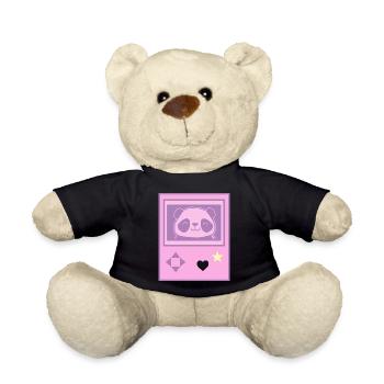 Kawaii Gamer Panda in Pastel Anime Girl Manga Style - Teddy Bear - black - Front