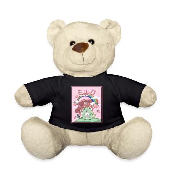 Cottagecore Aesthetic Frosch Trinkt Japanese Milk - Teddy - Schwarz - Vorne