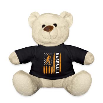 USA Patriot Baseball Baseball Player - Teddy Bear - black - Front