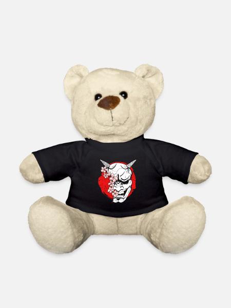 Japan Mask Oni Demon Japanese Devil - Teddy Bear - black