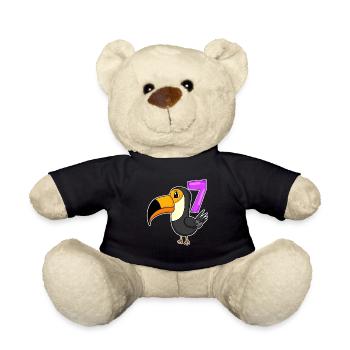 7 ans - 7ème anniversaire - motif d’oiseau toucan - Nounours - noir - Devant