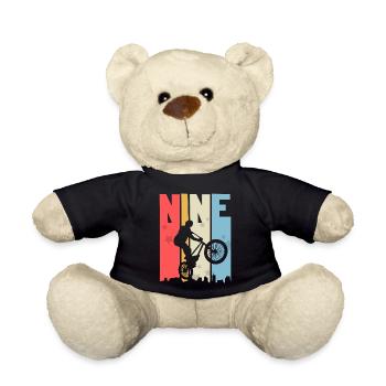 9 birthday 9 years Bmx children's birthday party - Teddy Bear - black - Front
