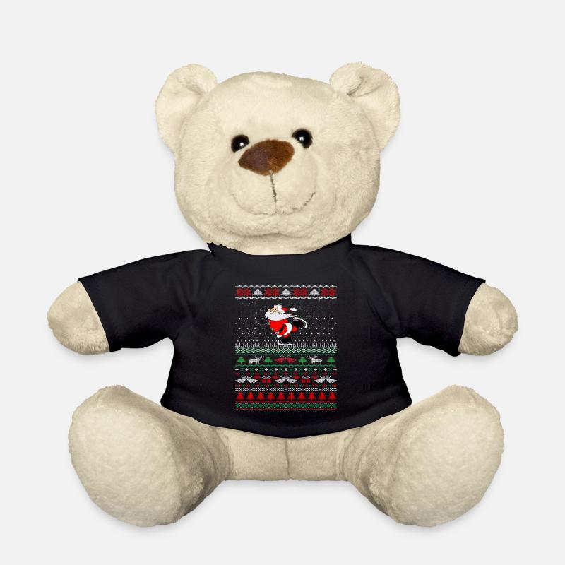 Hässlicher Weihnachtspullover Santa Skating Geschenkidee - Teddy - Schwarz