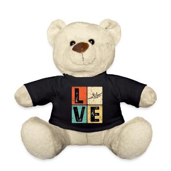 Vintage Love Airplane for Airplane Airline Pilot - Teddy - Schwarz - Vorne
