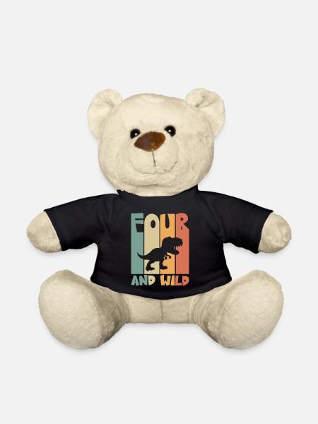 4 Geburtstag Dino 4 Jahre Kindergeburtstag - Teddy - Schwarz