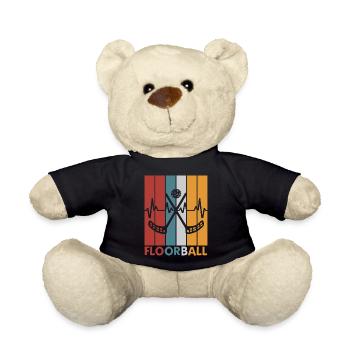 Floorball Unihockey Hockey Herzschlag Pulsschlag - Teddy - Schwarz - Vorne