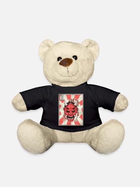 Japanese Aesthetic Dämon Oni Maske Postwertzeichen - Teddy - Schwarz