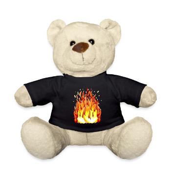 Feuer Flamme Feuerball Inferno Brand brennen - Teddy - Schwarz - Vorne