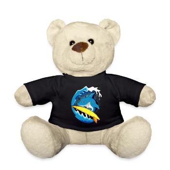 Shark Surfer Surfer Shark Divers - Teddy Bear - black - Front