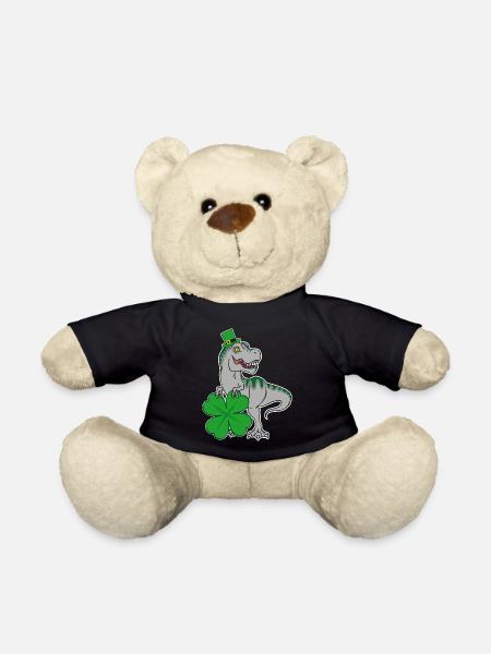 St. Patrick's Day T-Rex with cloverleaf and hat - Teddy Bear - black
