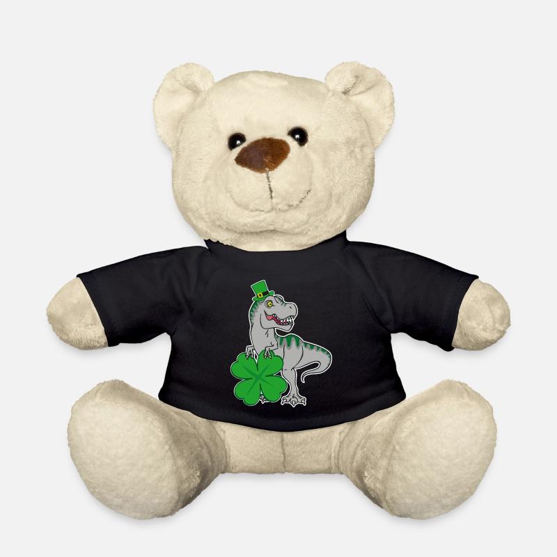 T-Rex de la Saint-Patrick avec feuille de trèfle et chapeau - Nounours - noir
