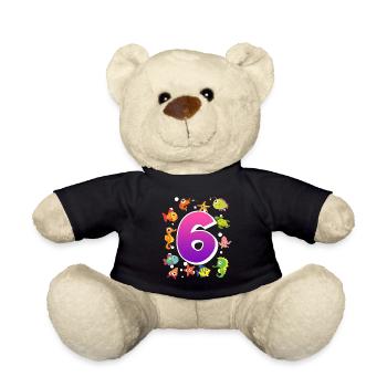 6th birthday girl 6 years - Teddy Bear - black - Front