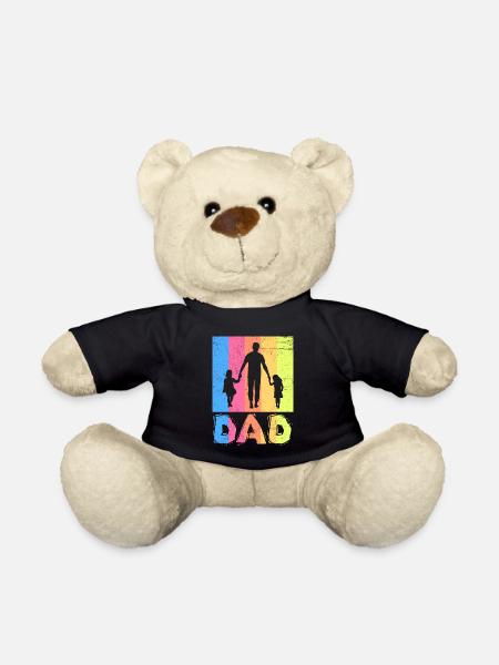 Papa 2 fois 2 enfants Père 2 filles Papa 2 fils - Nounours - noir