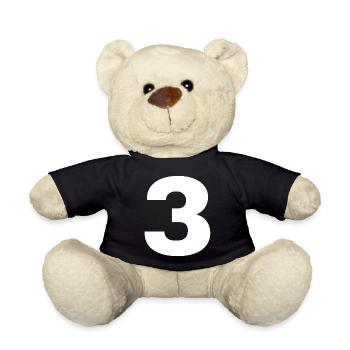 Number 3 Tshirt - Teddy Bear - black - Front
