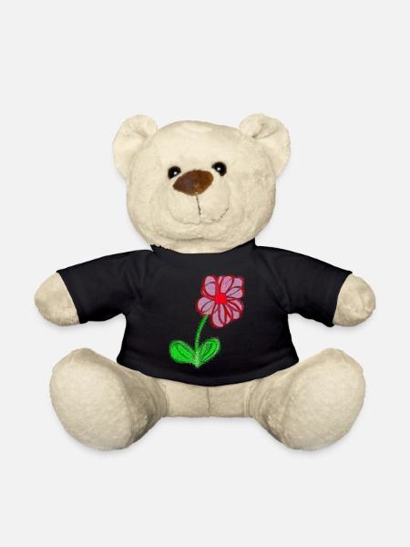 Rotes Blümchen handgemalt abstrakt Blume Pixel - Teddy - Schwarz