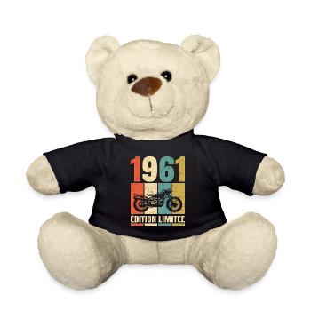 1961 Anniversaire Motard Vintage Cadeau Moto - Nounours - noir - Devant