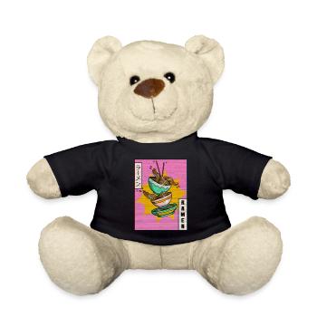 Ramen Noodles Vaporwave Aesthetic Glitch Cadeau - Nounours - noir - Devant
