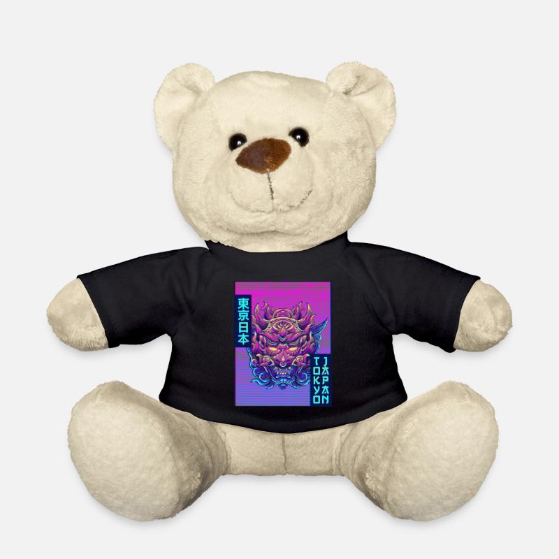Oni Maske Dämonenmaske Vaporwave Ästhetisches Gesc - Teddy - Schwarz