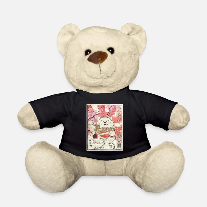 Maneki Neko Cat Ramen Esthétique Japonaise Ges - Nounours - noir