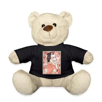 Geisha Kitsune Masque Cadeau Japonais - Nounours - noir - Devant