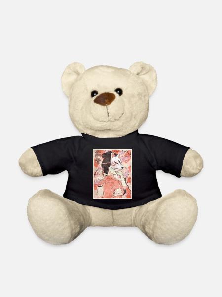 Geisha Kitsune Maske Japanisches Geschenk - Teddy - Schwarz