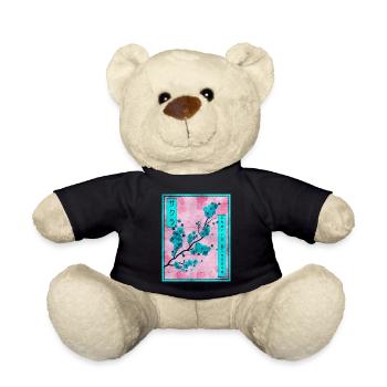 Sakura Cherry Blossom Japanese Aesthetic Gift - Teddy Bear - black - Front