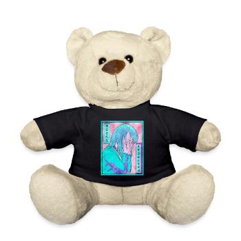 Sad Anime Girl Vaporwave Esthétique amincie - Nounours - noir - Devant