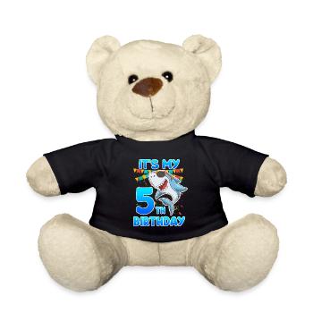 5 Jahre Junge 5. Geburtstag Sohn Neffe - Teddy - Schwarz - Vorne