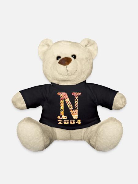 N 2004 Name Year of Birth Gift - Teddy Bear - black