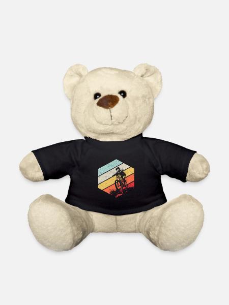 Downhill MTB Nature Mountains Retro Wave Vintage - Teddy Bear - black