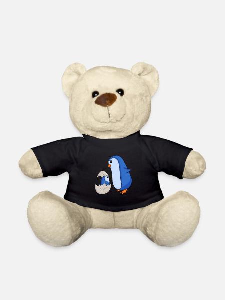 Pinguin mit Baby Pinguin - Teddy - Schwarz