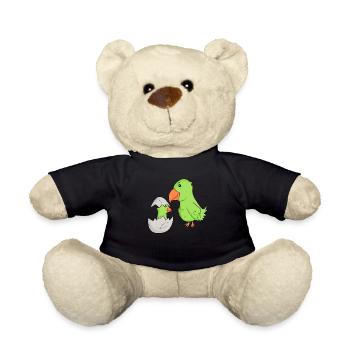 Parrot with baby parrot - Teddy Bear - black - Front