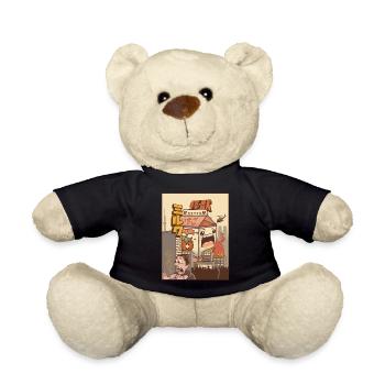 Kaiju Strawberry Milk Carton Japanese Monster Gesc - Teddy Bear - black - Front