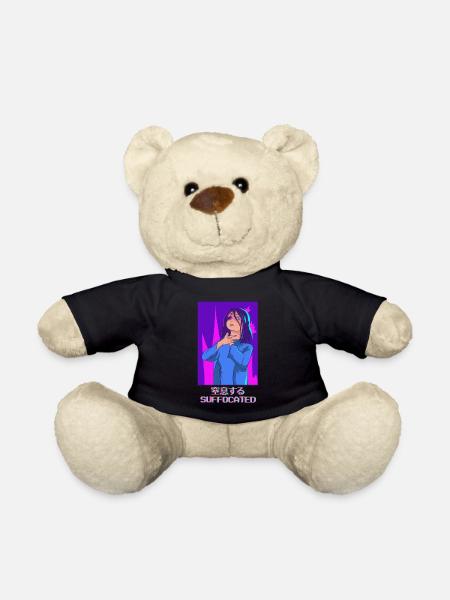 Emo Anime Girl Vaporwave Ästhetisch Ersticktes Ges - Teddy - Schwarz