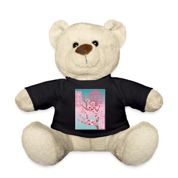Sakura Cherry Blossom Vaporwave Aesthetic Gift - Teddy Bear - black - Front