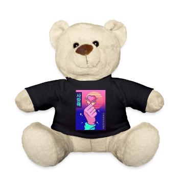 Finger Herz Vaporwave Ästhetische Saranghae Gesche - Teddy - Schwarz - Vorne