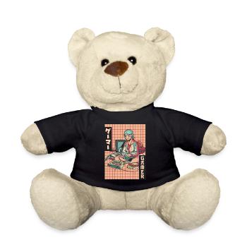 Gamer Anime Girl Vaporwave Aesthetic Gaming Ges - Teddy Bear - black - Front