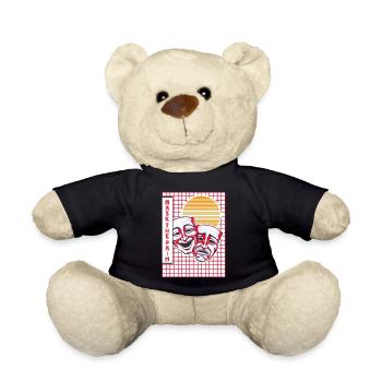 Theater Maske Vaporwave Ästhetisches Drama Komödie - Teddy - Schwarz - Vorne