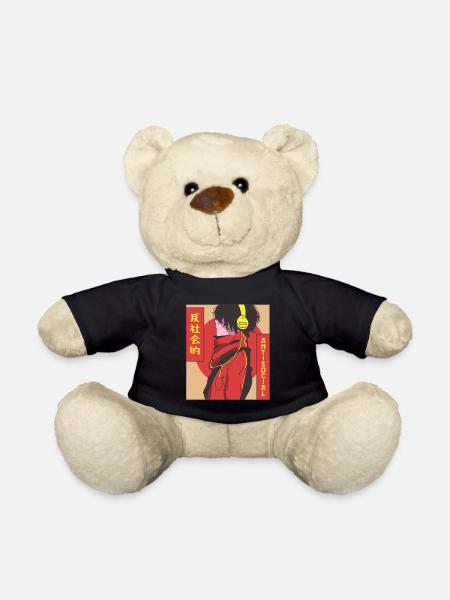 Antisocial Anime Boy Vaporwave Esthétique Ge - Nounours - noir